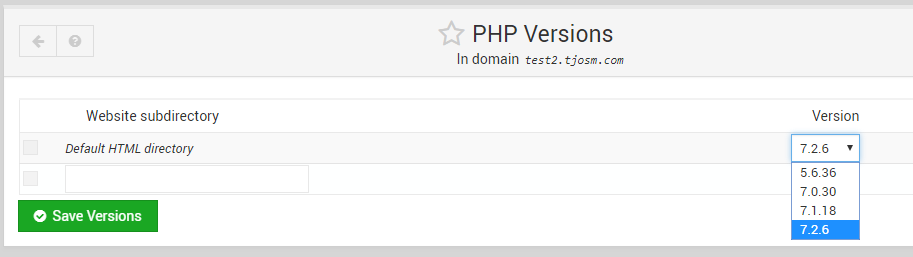 use multiple PHP versions with Virtualmin and Nginx