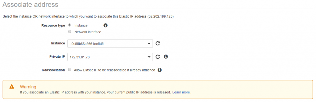 associate elastic ip address 2
