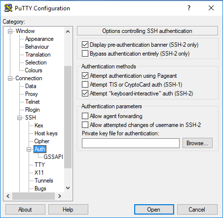putty ssh authentication