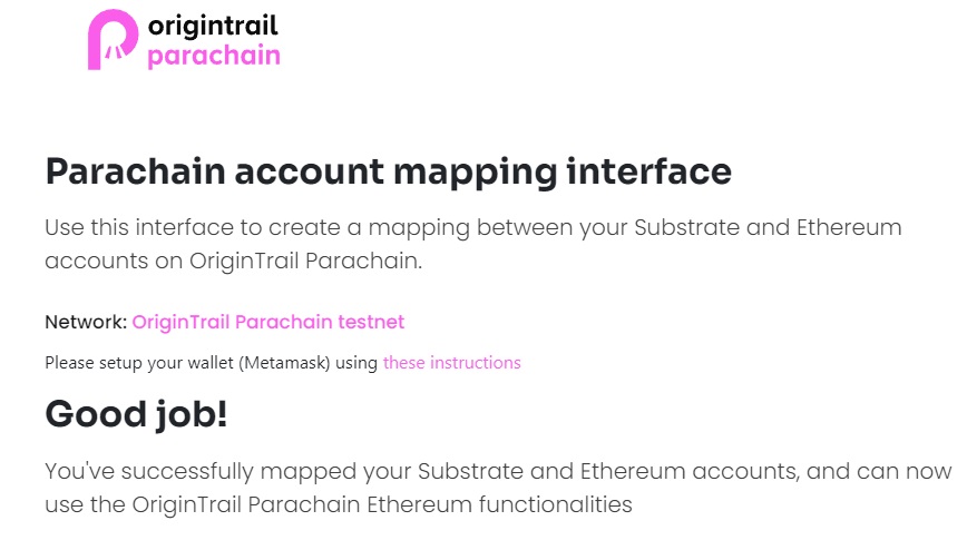 OriginTrail Parachain Account Mapping